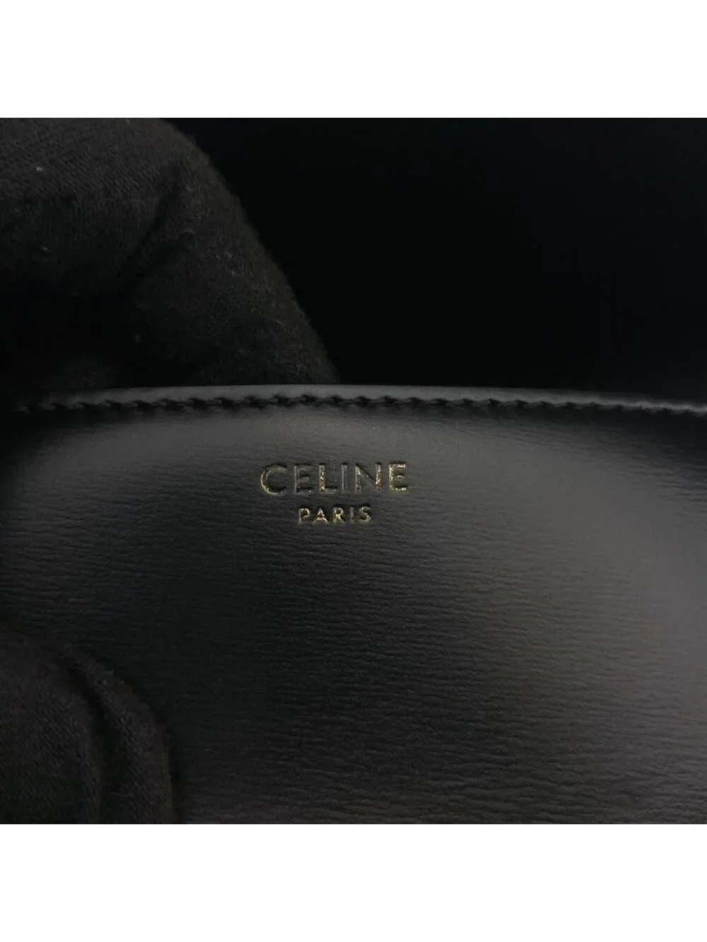 Celine Teen Triomphe Black Leather Shoulder Bag